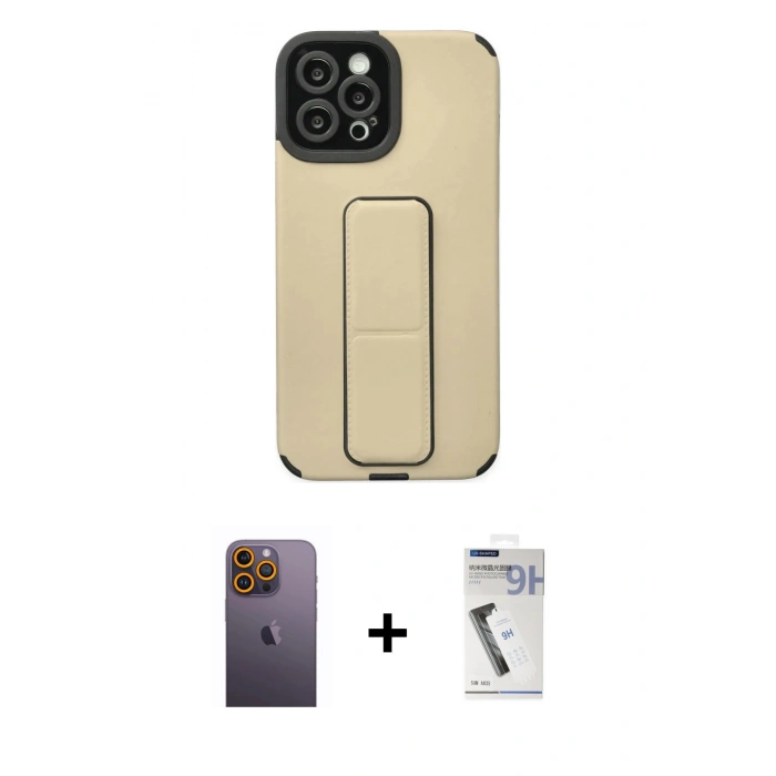 MARSİLYAN™- iPhone 12 Pro Max Kılıf Çekirdek Yansıma - Şeffaf Uv Polymer Nano Ekran Koruyucu + Neon Fosforlu Kamera Lens - SI