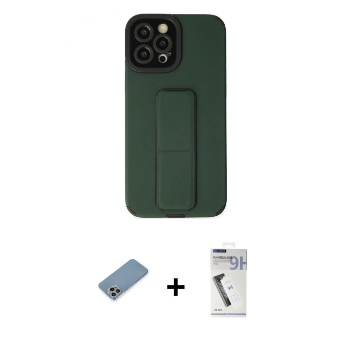 MARSİLYAN™- iPhone 12 Pro Max Kılıf Çekirdek Yansıma - Şeffaf Uv Polymer Nano Ekran Koruyucu + Shine Kamera Lens Koruma Cam - GI