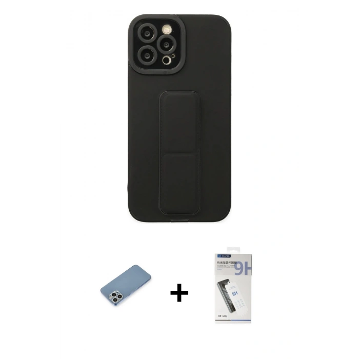 MARSİLYAN™- iPhone 12 Pro Max Kılıf Çekirdek Yansıma - Şeffaf Uv Polymer Nano Ekran Koruyucu + Shine Kamera Lens Koruma Cam - GS
