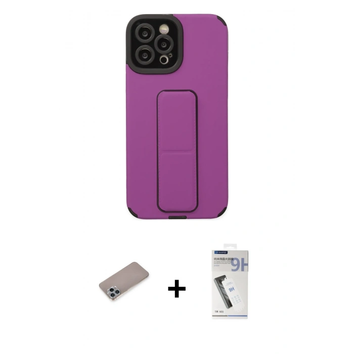 MARSİLYAN™- iPhone 12 Pro Max Kılıf Çekirdek Yansıma - Şeffaf Uv Polymer Nano Ekran Koruyucu + Shine Kamera Lens Koruma Cam - SABE