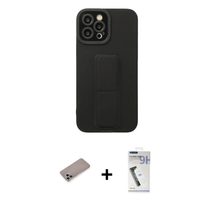 MARSİLYAN™- iPhone 12 Pro Max Kılıf Çekirdek Yansıma - Şeffaf Uv Polymer Nano Ekran Koruyucu + Shine Kamera Lens Koruma Cam - SABE