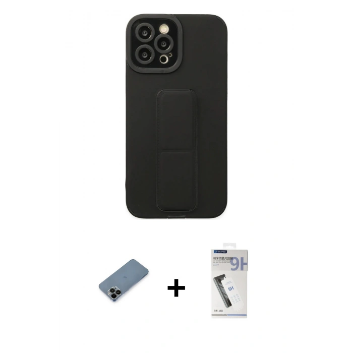 MARSİLYAN™- iPhone 12 Pro Max Kılıf Çekirdek Yansıma - Şeffaf Uv Polymer Nano Ekran Koruyucu + Shine Kamera Lens Koruma Cam - SH