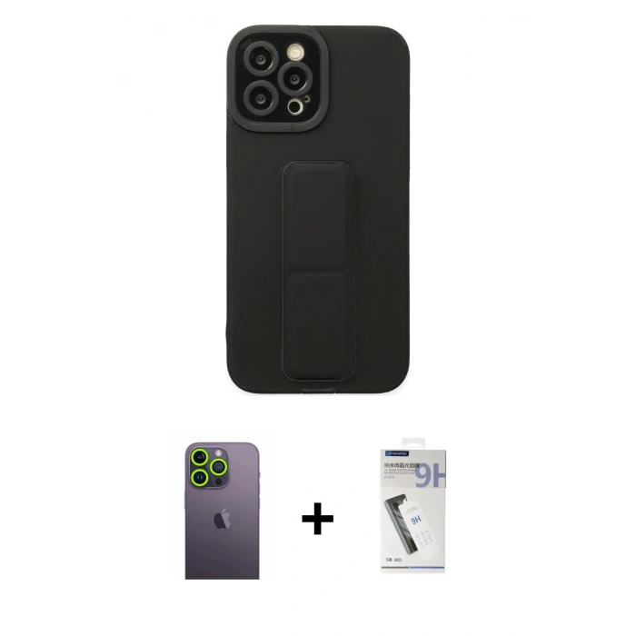 MARSİLYAN™- iPhone 12 Pro Max Kılıf Çekirdek Yansıma - Şeffaf Uv Polymer Nano Ekran Koruyucu + Neon Fosforlu Kamera Lens - YL