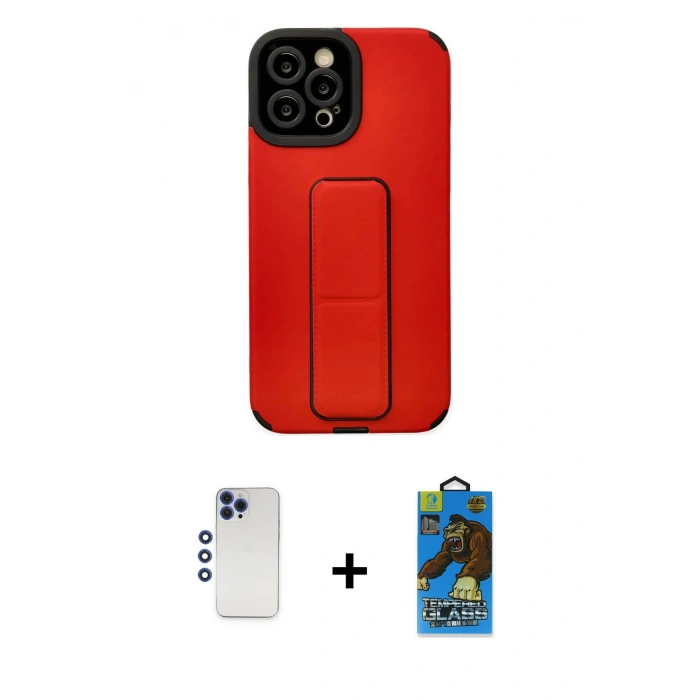 MARSİLYAN™- iPhone 12 Pro Max Kılıf Çekirdek Yansıma - Siyah 18D Cam Ekran Koruyucu + Shine Kamera Lens - LT