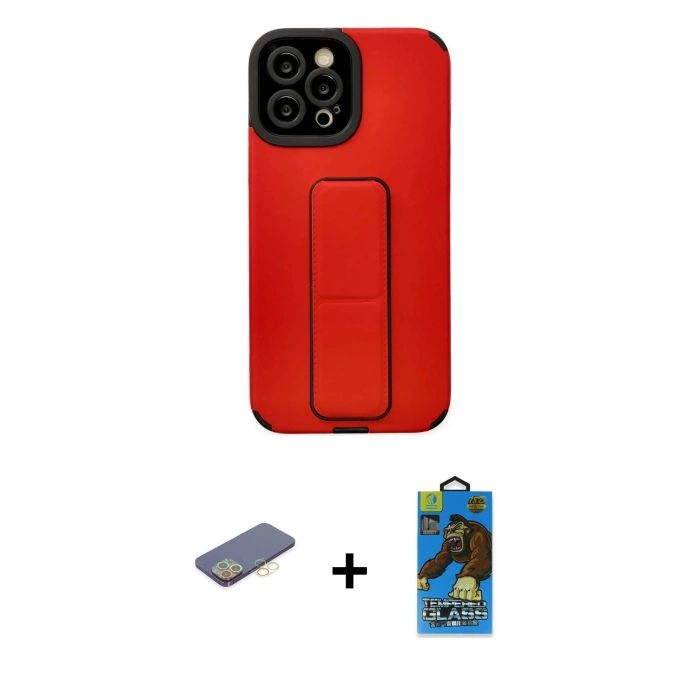 MARSİLYAN™- iPhone 12 Pro Max Kılıf Çekirdek Yansıma - Siyah 18D Cam Ekran Koruyucu + Renkli Kamera Lens Koruma Cam - SI
