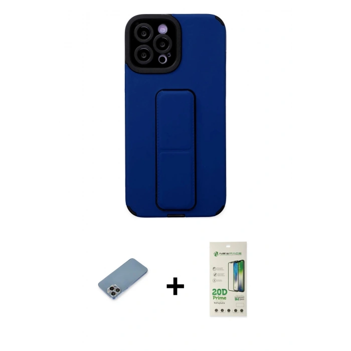 MARSİLYAN™- iPhone 12 Pro Max Kılıf Çekirdek Yansıma - Siyah 20D Premium Cam Ekran Koruyucu + Shine Kamera Lens Koruma Cam - GI