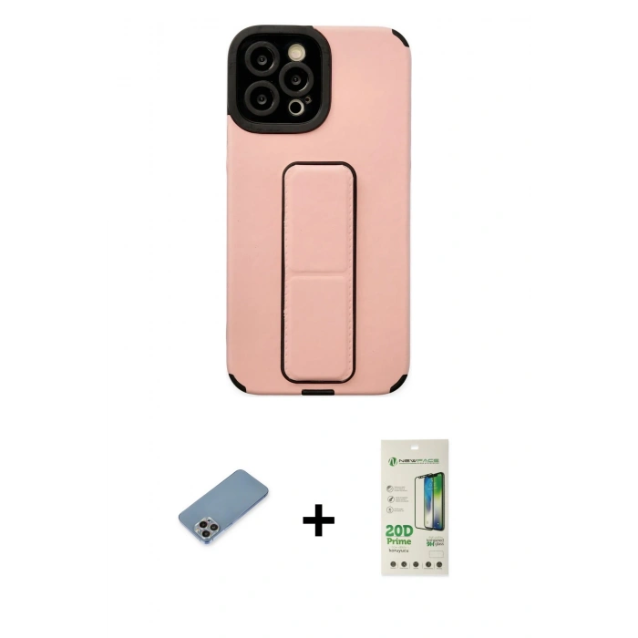 MARSİLYAN™- iPhone 12 Pro Max Kılıf Çekirdek Yansıma - Siyah 20D Premium Cam Ekran Koruyucu + Shine Kamera Lens Koruma Cam - GI