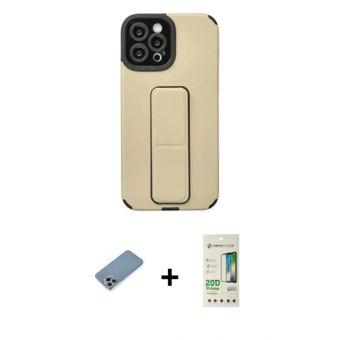 MARSİLYAN™- iPhone 12 Pro Max Kılıf Çekirdek Yansıma - Siyah 20D Premium Cam Ekran Koruyucu + Shine Kamera Lens Koruma Cam - GI