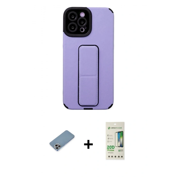 MARSİLYAN™- iPhone 12 Pro Max Kılıf Çekirdek Yansıma - Siyah 20D Premium Cam Ekran Koruyucu + Shine Kamera Lens Koruma Cam - GI