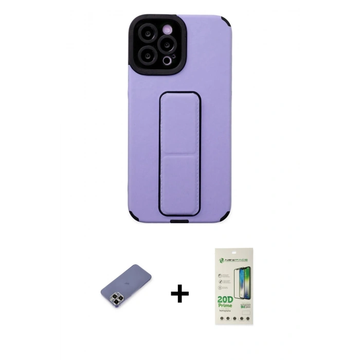 MARSİLYAN™- iPhone 12 Pro Max Kılıf Çekirdek Yansıma - Siyah 20D Premium Cam Ekran Koruyucu + Metal Kamera Lens Koruma Cam - GD