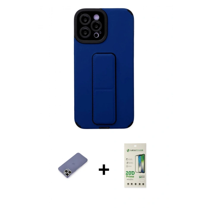 MARSİLYAN™- iPhone 12 Pro Max Kılıf Çekirdek Yansıma - Siyah 20D Premium Cam Ekran Koruyucu + Metal Kamera Lens Koruma Cam - GD