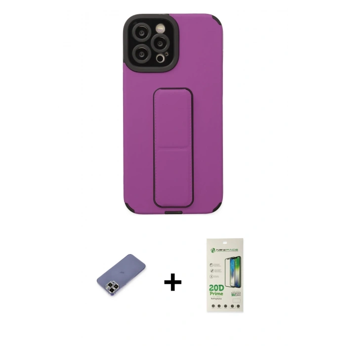 MARSİLYAN™- iPhone 12 Pro Max Kılıf Çekirdek Yansıma - Siyah 20D Premium Cam Ekran Koruyucu + Metal Kamera Lens Koruma Cam - GD