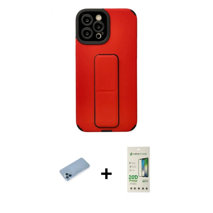 MARSİLYAN™- iPhone 12 Pro Max Kılıf Çekirdek Yansıma - Siyah 20D Premium Cam Ekran Koruyucu + Shine Kamera Lens Koruma Cam - MI