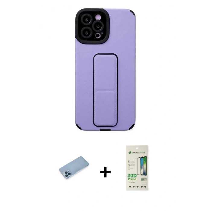 MARSİLYAN™- iPhone 12 Pro Max Kılıf Çekirdek Yansıma - Siyah 20D Premium Cam Ekran Koruyucu + Shine Kamera Lens Koruma Cam - MI