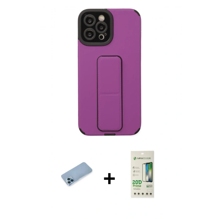 MARSİLYAN™- iPhone 12 Pro Max Kılıf Çekirdek Yansıma - Siyah 20D Premium Cam Ekran Koruyucu + Shine Kamera Lens Koruma Cam - MI