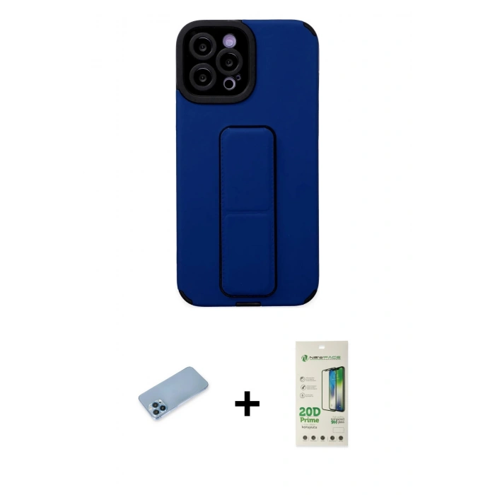 MARSİLYAN™- iPhone 12 Pro Max Kılıf Çekirdek Yansıma - Siyah 20D Premium Cam Ekran Koruyucu + Shine Kamera Lens Koruma Cam - MI