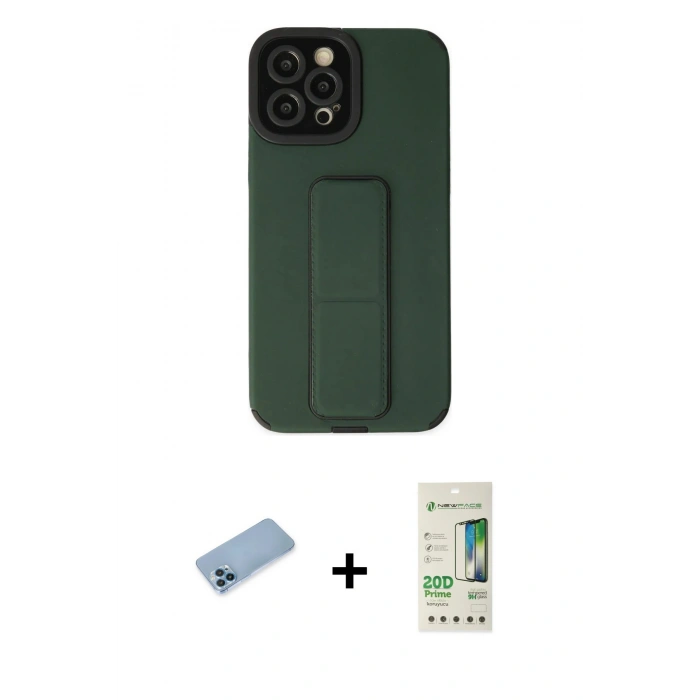 MARSİLYAN™- iPhone 12 Pro Max Kılıf Çekirdek Yansıma - Siyah 20D Premium Cam Ekran Koruyucu + Shine Kamera Lens Koruma Cam - MI