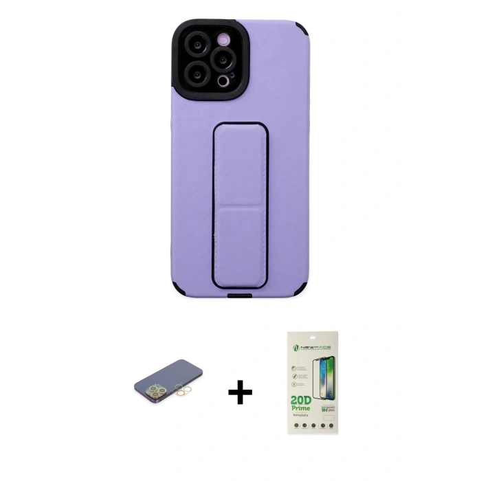 MARSİLYAN™- iPhone 12 Pro Max Kılıf Çekirdek Yansıma - Siyah 20D Premium Cam Ekran Koruyucu + Renkli Kamera Lens Koruma Cam - SI