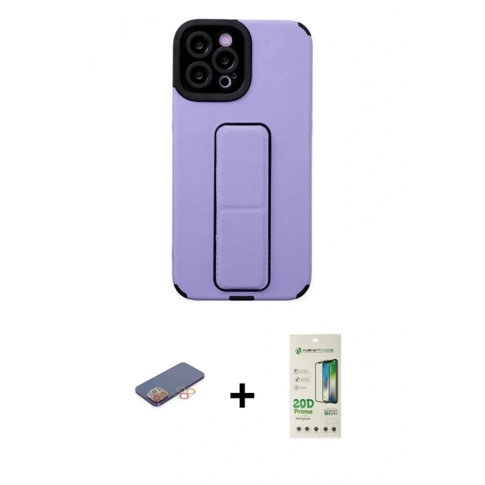 MARSİLYAN™- iPhone 12 Pro Max Kılıf Çekirdek Yansıma - Siyah 20D Premium Cam Ekran Koruyucu + Renkli Kamera Lens Koruma Cam - TU