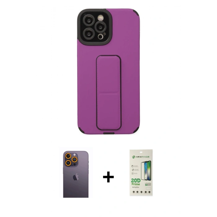 MARSİLYAN™- iPhone 12 Pro Max Kılıf Çekirdek Yansıma - Siyah 20D Premium Cam Ekran Koruyucu + Neon Fosforlu Kamera Lens - SI