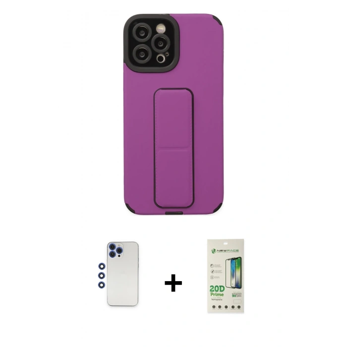 MARSİLYAN™- iPhone 12 Pro Max Kılıf Çekirdek Yansıma - Siyah 20D Premium Cam Ekran Koruyucu + Shine Kamera Lens - LT