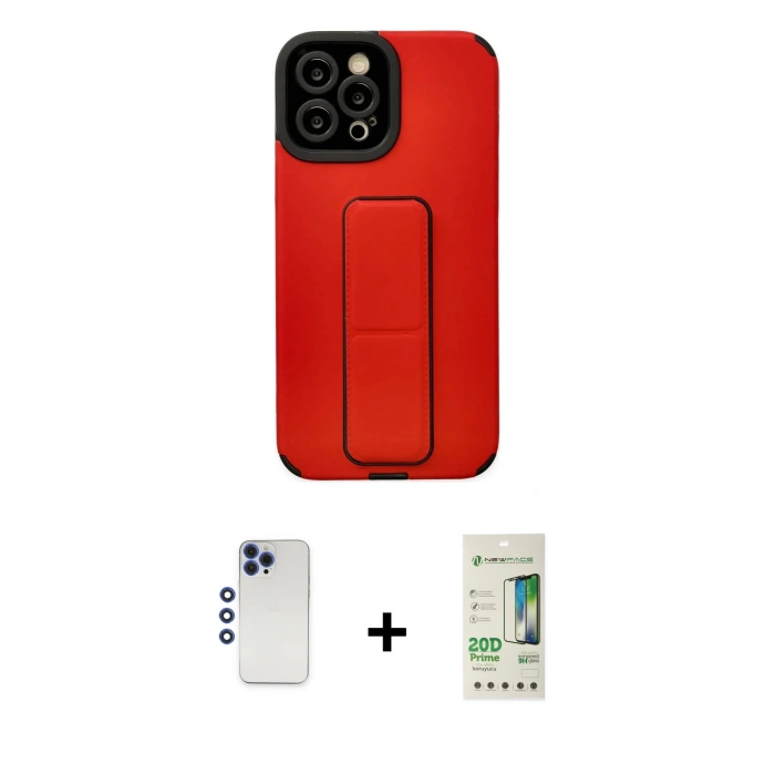 MARSİLYAN™- iPhone 12 Pro Max Kılıf Çekirdek Yansıma - Siyah 20D Premium Cam Ekran Koruyucu + Shine Kamera Lens - LT