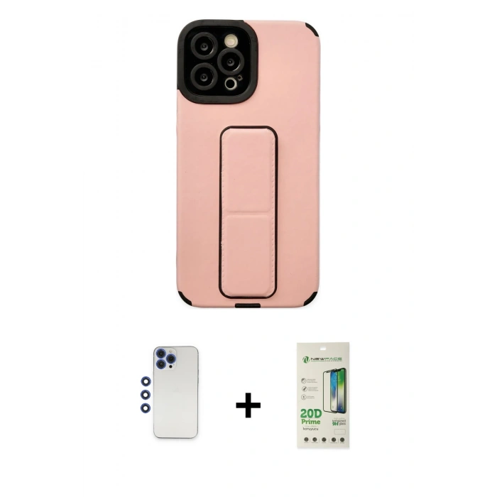 MARSİLYAN™- iPhone 12 Pro Max Kılıf Çekirdek Yansıma - Siyah 20D Premium Cam Ekran Koruyucu + Shine Kamera Lens - LT