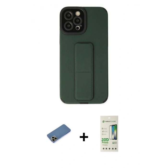 MARSİLYAN™- iPhone 12 Pro Max Kılıf Çekirdek Yansıma - Siyah 20D Premium Cam Ekran Koruyucu + Shine Kamera Lens Koruma Cam - GD