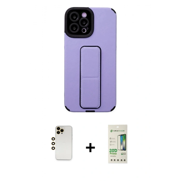 MARSİLYAN™- iPhone 12 Pro Max Kılıf Çekirdek Yansıma - Siyah 20D Premium Cam Ekran Koruyucu + Shine Kamera Lens - GD