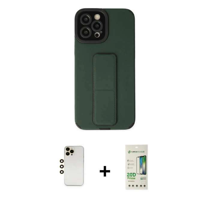 MARSİLYAN™- iPhone 12 Pro Max Kılıf Çekirdek Yansıma - Siyah 20D Premium Cam Ekran Koruyucu + Shine Kamera Lens - GD