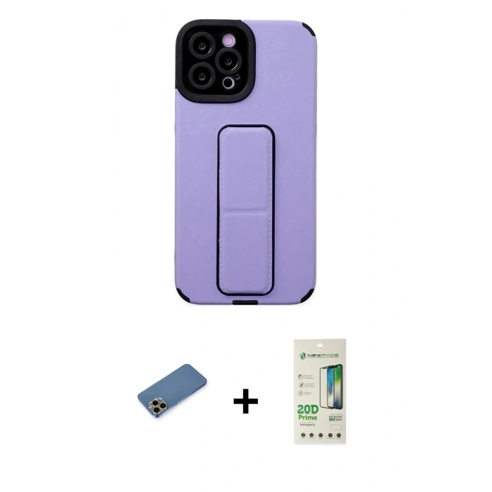 MARSİLYAN™- iPhone 12 Pro Max Kılıf Çekirdek Yansıma - Siyah 20D Premium Cam Ekran Koruyucu + Shine Kamera Lens Koruma Cam - GD