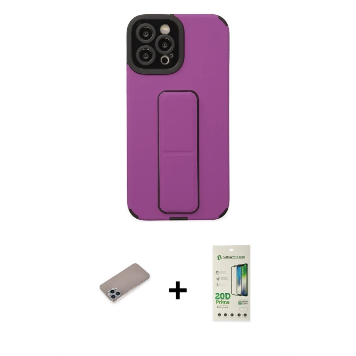 MARSİLYAN™- iPhone 12 Pro Max Kılıf Çekirdek Yansıma - Siyah 20D Premium Cam Ekran Koruyucu + Sierra Blue Shine Kamera Lens Koruma Cam