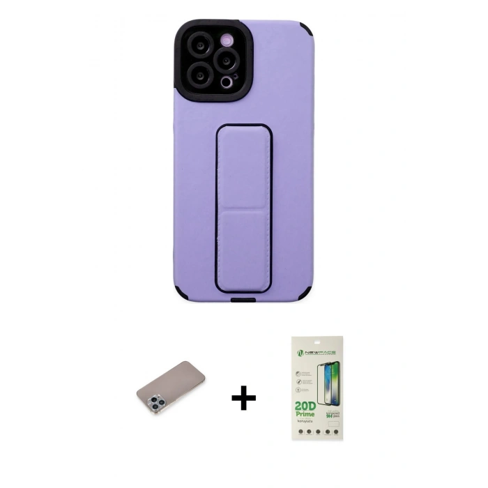 MARSİLYAN™- iPhone 12 Pro Max Kılıf Çekirdek Yansıma - Siyah 20D Premium Cam Ekran Koruyucu + Sierra Blue Shine Kamera Lens Koruma Cam