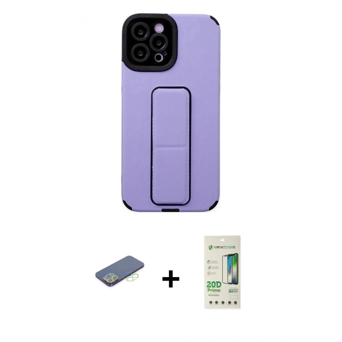 MARSİLYAN™- iPhone 12 Pro Max Kılıf Çekirdek Yansıma - Siyah 20D Premium Cam Ekran Koruyucu + Yeşil Renkli Kamera Lens Koruma Cam