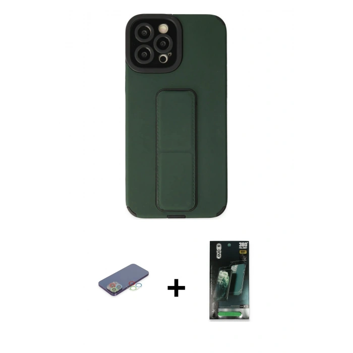 MARSİLYAN™- iPhone 12 Pro Max Kılıf Çekirdek Yansıma - Siyah 360 Mat Full Body Arka Koruyucu + Renkli Kamera Lens Koruma Cam - MI
