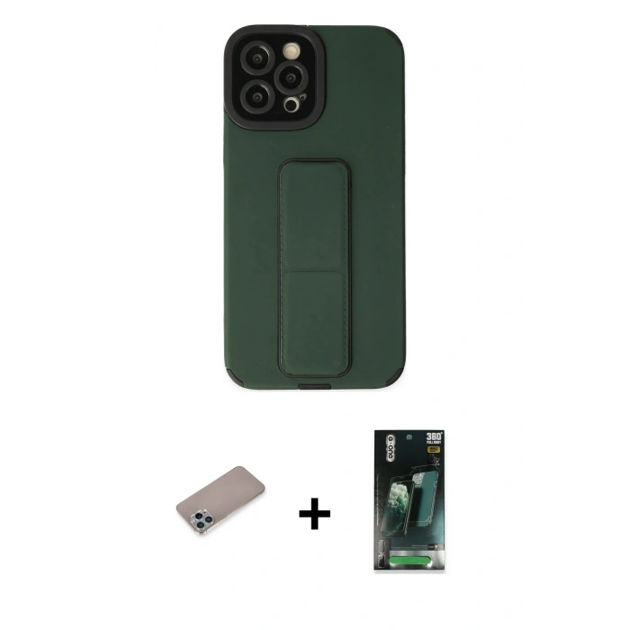 MARSİLYAN™- iPhone 12 Pro Max Kılıf Çekirdek Yansıma - Siyah 360 Mat Full Body Arka Koruyucu + Shine Kamera Lens Koruma Cam - SABE