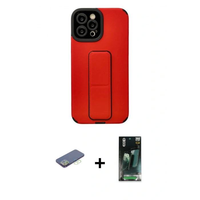 MARSİLYAN™- iPhone 12 Pro Max Kılıf Çekirdek Yansıma - Siyah 360 Mat Full Body Arka Koruyucu + Renkli Kamera Lens Koruma Cam - YL