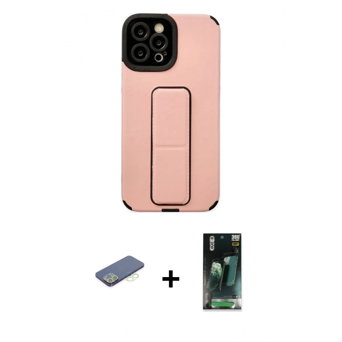 MARSİLYAN™- iPhone 12 Pro Max Kılıf Çekirdek Yansıma - Siyah 360 Mat Full Body Arka Koruyucu + Renkli Kamera Lens Koruma Cam - YL
