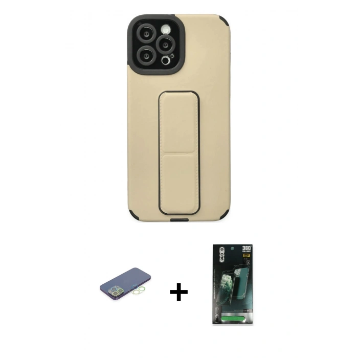 MARSİLYAN™- iPhone 12 Pro Max Kılıf Çekirdek Yansıma - Siyah 360 Mat Full Body Arka Koruyucu + Renkli Kamera Lens Koruma Cam - YL