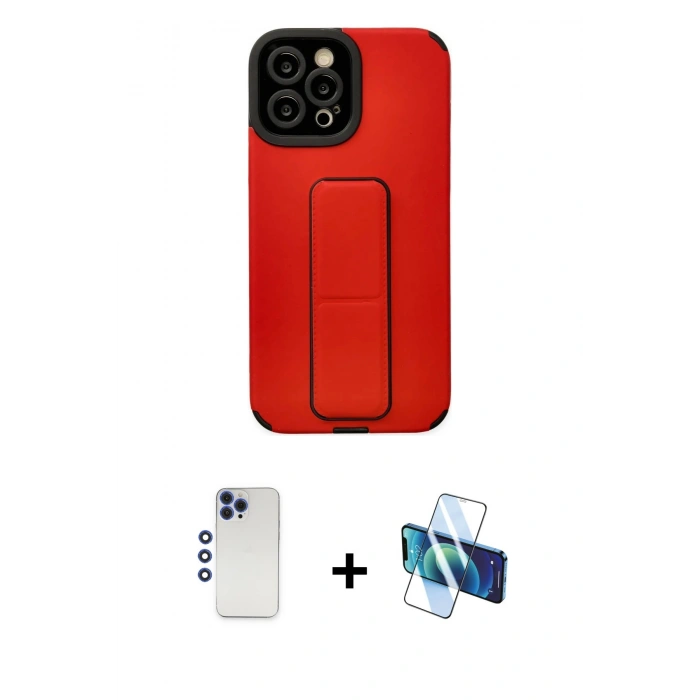 MARSİLYAN™- iPhone 12 Pro Max Kılıf Çekirdek Yansıma - Siyah 3D Antistatik Cam Ekran Koruyucu + Shine Kamera Lens - LT
