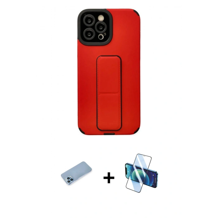 MARSİLYAN™- iPhone 12 Pro Max Kılıf Çekirdek Yansıma - Siyah 3D Antistatik Cam Ekran Koruyucu + Mavi Shine Kamera Lens Koruma Cam