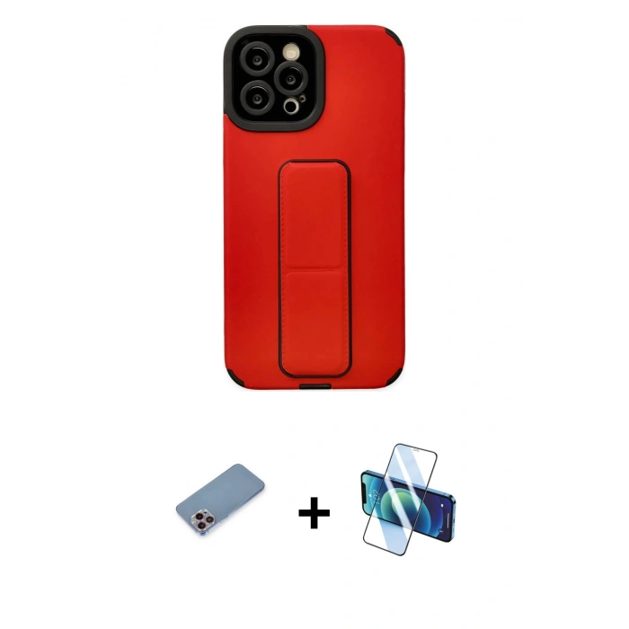 MARSİLYAN™- iPhone 12 Pro Max Kılıf Çekirdek Yansıma - Siyah 3D Antistatik Cam Ekran Koruyucu + Shine Kamera Lens Koruma Cam - PE