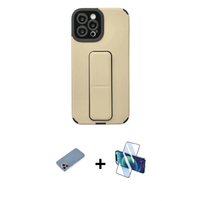 MARSİLYAN™- iPhone 12 Pro Max Kılıf Çekirdek Yansıma - Siyah 3D Antistatik Cam Ekran Koruyucu + Shine Kamera Lens Koruma Cam - PE