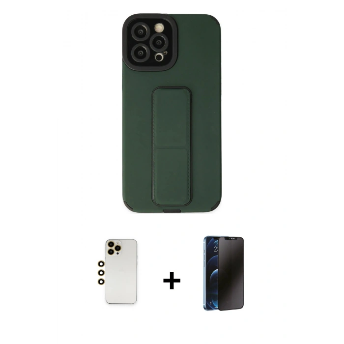 MARSİLYAN™- iPhone 12 Pro Max Kılıf Çekirdek Yansıma - Siyah 3D Antistatik Hayalet Cam Ekran Koruyucu + Shine Kamera Lens - GD
