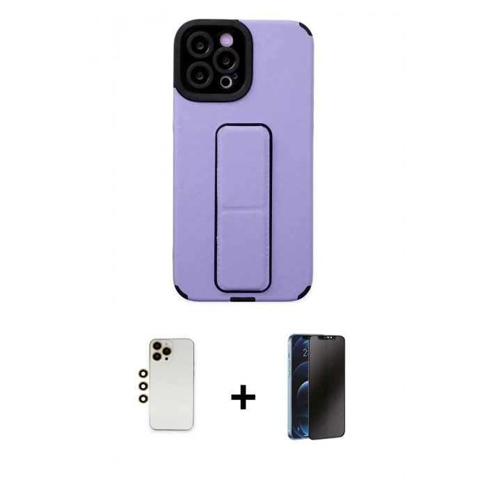 MARSİLYAN™- iPhone 12 Pro Max Kılıf Çekirdek Yansıma - Siyah 3D Antistatik Hayalet Cam Ekran Koruyucu + Shine Kamera Lens - GD