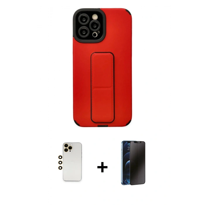 MARSİLYAN™- iPhone 12 Pro Max Kılıf Çekirdek Yansıma - Siyah 3D Antistatik Hayalet Cam Ekran Koruyucu + Shine Kamera Lens - GD