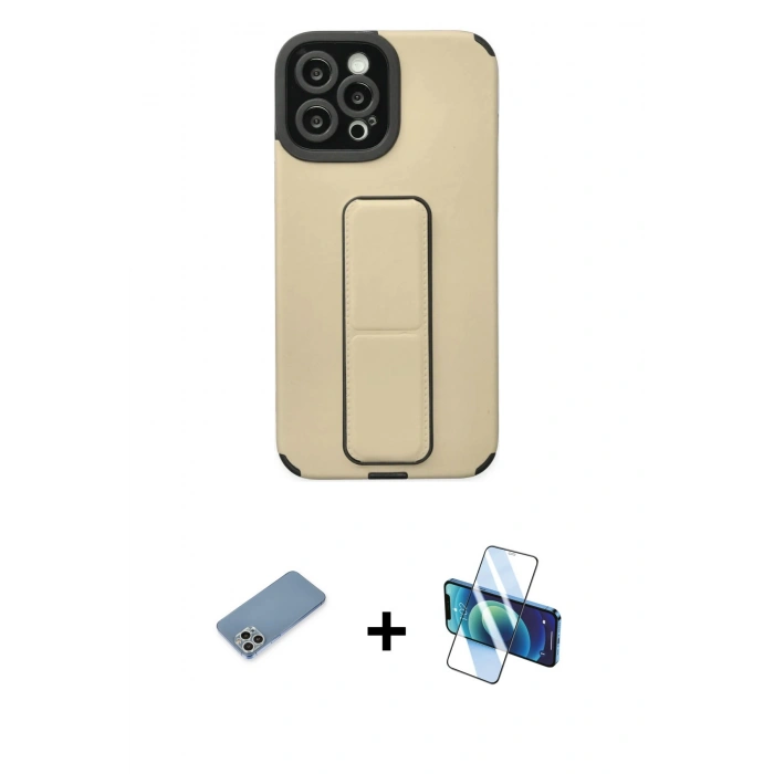 MARSİLYAN™- iPhone 12 Pro Max Kılıf Çekirdek Yansıma - Siyah 3D Antistatik Seramik Nano Ekran Koruyucu + Shine Kamera Lens Koruma Cam - GS