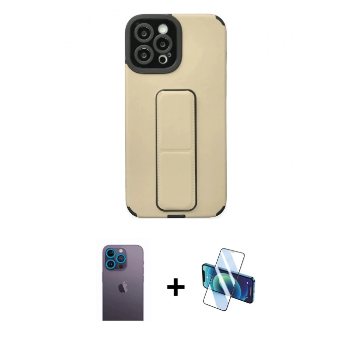 MARSİLYAN™- iPhone 12 Pro Max Kılıf Çekirdek Yansıma - Siyah 3D Antistatik Seramik Nano Ekran Koruyucu + Neon Fosforlu Kamera Lens - MI