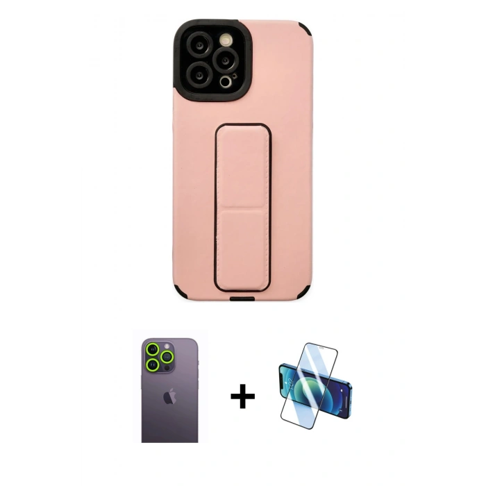 MARSİLYAN™- iPhone 12 Pro Max Kılıf Çekirdek Yansıma - Siyah 3D Antistatik Seramik Nano Ekran Koruyucu + Neon Fosforlu Kamera Lens - YL