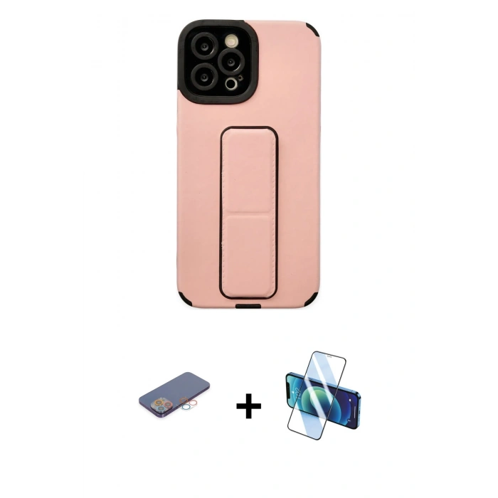 MARSİLYAN™- iPhone 12 Pro Max Kılıf Çekirdek Yansıma - Siyah 3D Antistatik Seramik Nano Ekran Koruyucu + Renkli Kamera Lens Koruma Cam - PE